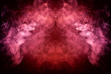 MoCap cool t-shirt için. Bulut kırmızı ve pembe bir kafatası, canavar, dragon siyah Yalıtılmış zemin şeklinde duman. Arka plandan vape duman