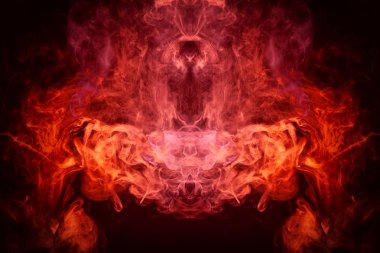 MoCap cool t-shirt için. Bulut kırmızı ve pembe bir kafatası, canavar, dragon siyah Yalıtılmış zemin şeklinde duman. Arka plandan vape duman