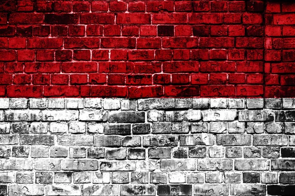 Bandera Nacional Indonesia Sobre Fondo Ladrillo Imagen Conceptual Para Indonesia —  Fotos de Stock