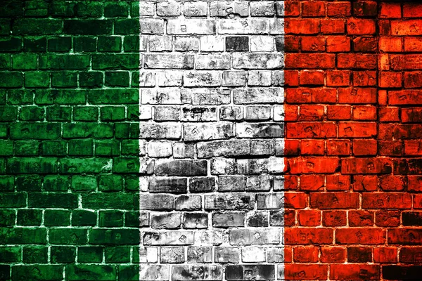 Національний Прапор Ірландії Фоні Цегли Концепція Зображення Ірландії Мова Людей — стокове фото