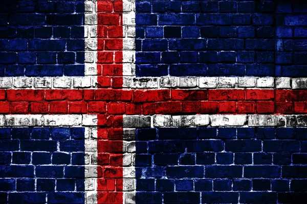 Bandeira Nacional Islândia Sobre Fundo Tijolo Imagem Conceito Para Islândia — Fotografia de Stock