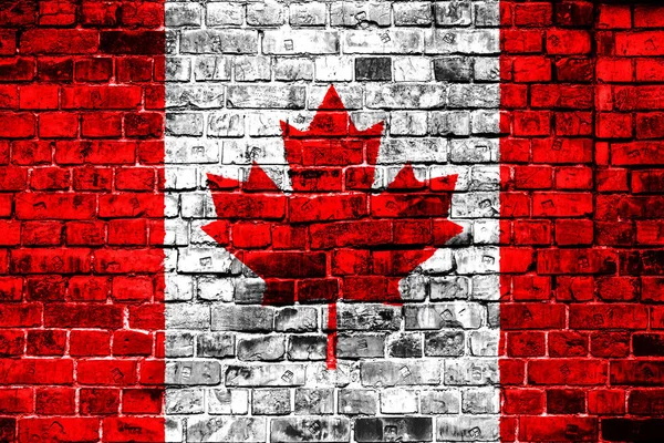 Bandeira Nacional Canadá Sobre Fundo Tijolo Imagem Conceitual Para Canadá — Fotografia de Stock