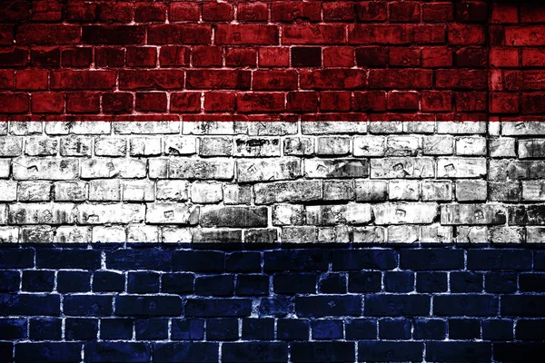 Bandeira Nacional Holanda Fundo Tijolo Imagem Conceito Para Holanda Língua — Fotografia de Stock