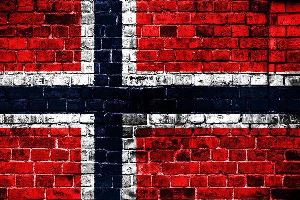 Bandera Nacional Noruega Sobre Fondo Ladrillo Imagen Conceptual Para Noruega —  Fotos de Stock