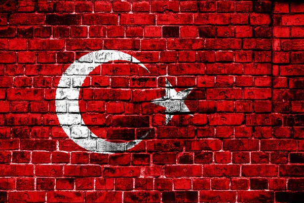 Bandera Nacional Turquía Sobre Fondo Ladrillo Imagen Conceptual Para Turquía —  Fotos de Stock