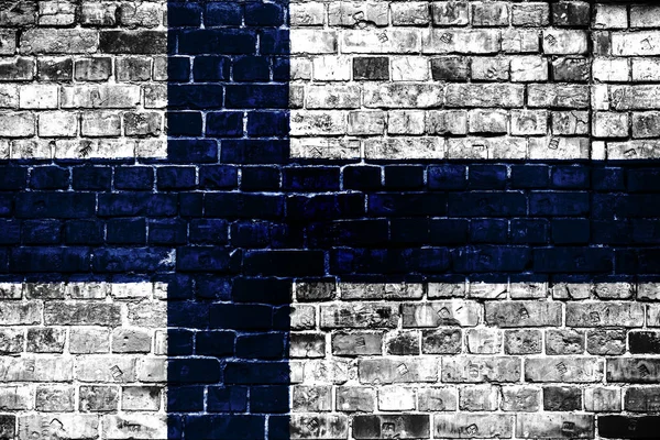 Bandera Nacional Finlandia Sobre Fondo Ladrillo Imagen Conceptual Para Finlandia — Foto de Stock