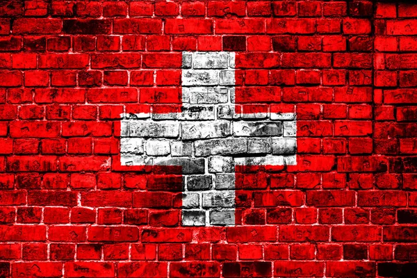 Státní Vlajka Švýcarska Cihlová Kjiž Existující Léčbě Koncept Obrázek Pro — Stock fotografie