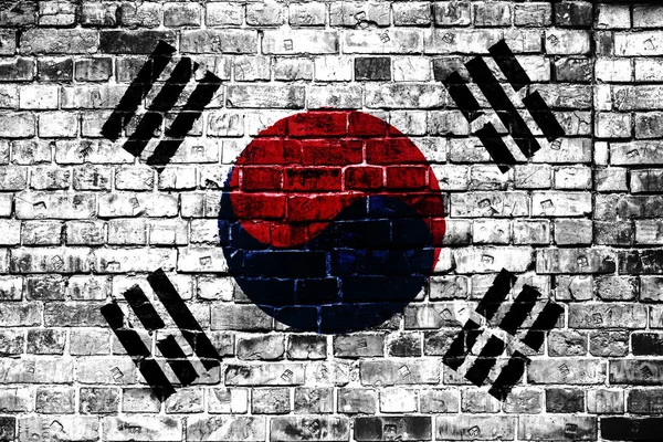 National Flag South Korea Brick Background Concept Image South Korea — Stock Photo, Image