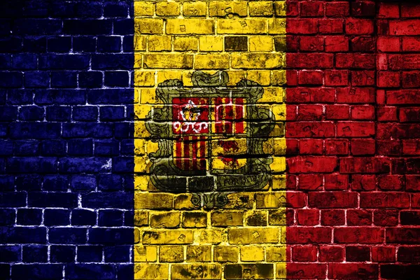 National Flag Andorra Brick Background Concept Image Andorra Language People — Stock Photo, Image