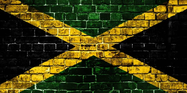 Nationalflagge Von Jamaica Auf Backstein Hintergrund Konzeptbild Für Jamaica Sprache — Stockfoto