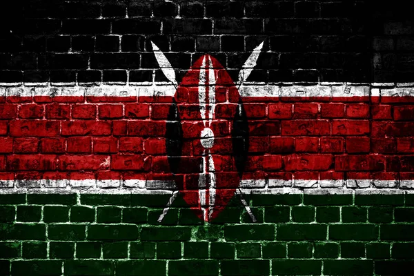 Bandiera Nazionale Del Kenya Sfondo Mattoni Immagine Concettuale Kenya Lingua — Foto Stock