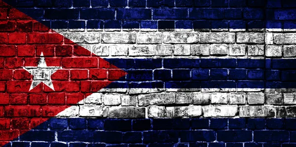 Bandeira Nacional Cuba Sobre Fundo Tijolo Imagem Conceito Para Cuba — Fotografia de Stock