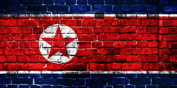 Flaga Narodowa Korei Północnej Tle Cegły Obrazek Koncepcyjny Korea Północna — Zdjęcie stockowe