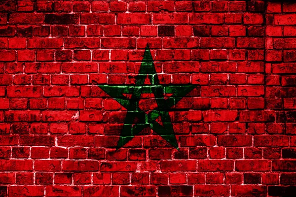 Drapeau National Maroc Sur Fond Brique Image Conceptuelle Pour Maroc — Photo