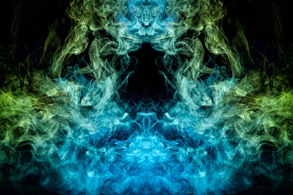 Nuvola Fumo Blu Verde Sotto Forma Teschio Mostro Drago Uno — Foto Stock