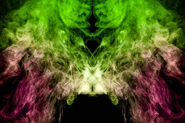 Cloud Zelené Růžové Kouř Podobě Lebky Monster Drak Černém Pozadí — Stock fotografie