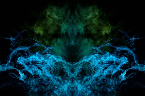 Green Blue Cloud Smoke Black Isolated Background Form Skull Monster — Stock Photo, Image