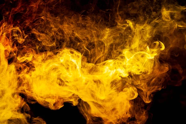 Thick Yellow Orange Smoke Black Isolated Background Background Smoke Vap — Stock Photo, Image