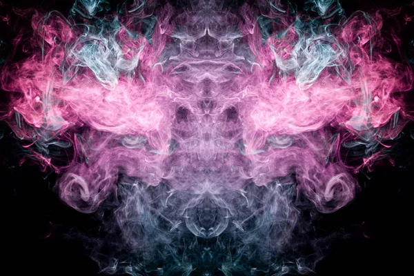 Bolyhos Felfújtadat Kék Rózsaszín Füst Köd Formájában Koponya Szörnyeteg Sárkány — Stock Fotó