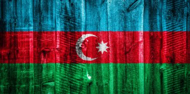 Azerbaycan Ulusal bayrak desenli ahşap arka plan, çit veya duvar