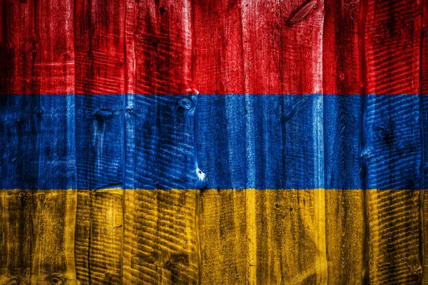 Bandera Nacional Armenia Sobre Fondo Madera Texturizada Valla Pared — Foto de Stock