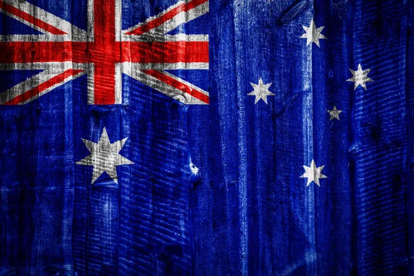 Nationalflagge Australiens Auf Strukturiertem Holzhintergrund Zaun Oder Mauer — Stockfoto