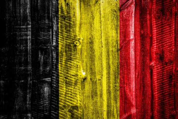 Nationalflagge Belgiens Auf Strukturiertem Holzhintergrund Zaun Oder Mauer — Stockfoto