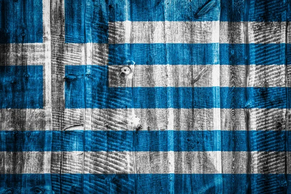 Bandera Nacional Grecia Sobre Fondo Valla Pared Madera Texturizada —  Fotos de Stock