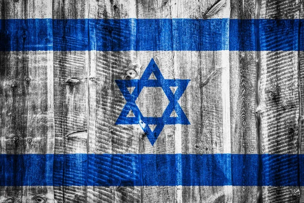 Bendera Nasional Israel Pada Latar Belakang Pagar Atau Dinding Kayu — Stok Foto