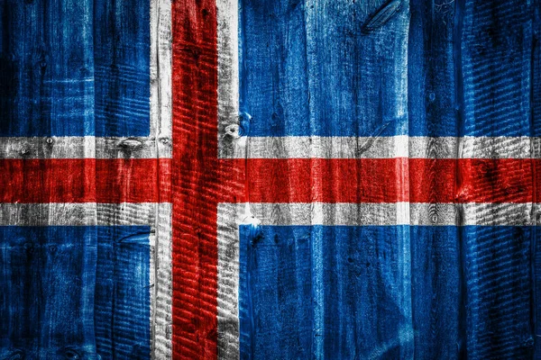 Bandera Nacional Islandia Sobre Fondo Valla Pared Madera Texturizada — Foto de Stock