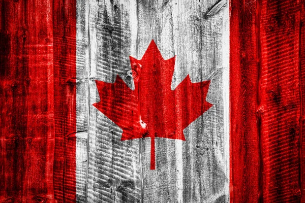 Bandera Nacional Canadá Sobre Fondo Madera Texturizada Valla Pared — Foto de Stock