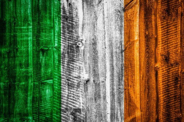 Bandera Nacional Irlanda Sobre Fondo Valla Pared Madera Texturizada —  Fotos de Stock