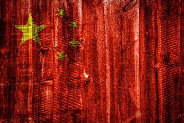 National Flag China Textured Wooden Background Fence Wall — Stock Photo, Image