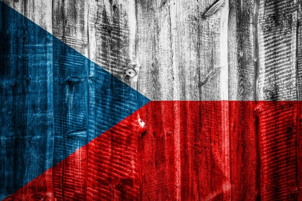 Національний Прапор Чехії Текстурованому Фоні Дерев Яні Огорожа Або Стіна — стокове фото