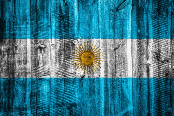 Bandera Nacional Argentina Sobre Fondo Valla Pared Madera Texturizada — Foto de Stock