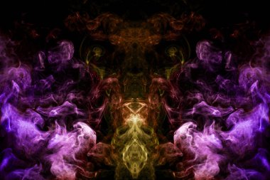 Kalın renkli sarı ve mor duman siyah Yalıtılmış zemin bir kelebek şeklinde. Vape duman kökenli. MoCap cool t-shirt için