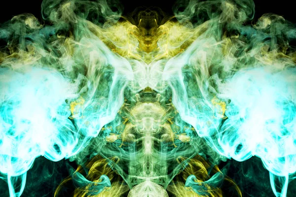 Fondo Mágico Abstracto Nube Humo Amarillo Verde Forma Cráneo Monstruo —  Fotos de Stock