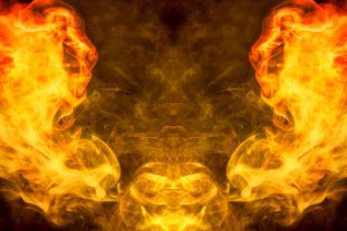 Sihirli arka plan. Sarı ve Turuncu dumanın bir kafatası, canavar, dragon siyah Yalıtılmış zemin şeklinde bulut. 