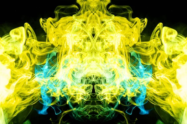 Cloud Green Yellow Smoke Form Skull Monster Dragon Black Isolated — Stock Photo, Image