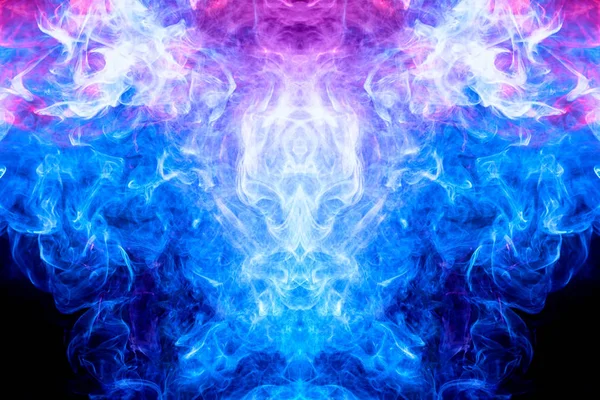 Fumaça Multicolorida Densa Cores Azul Roxo Fundo Isolado Preto Antecedentes — Fotografia de Stock