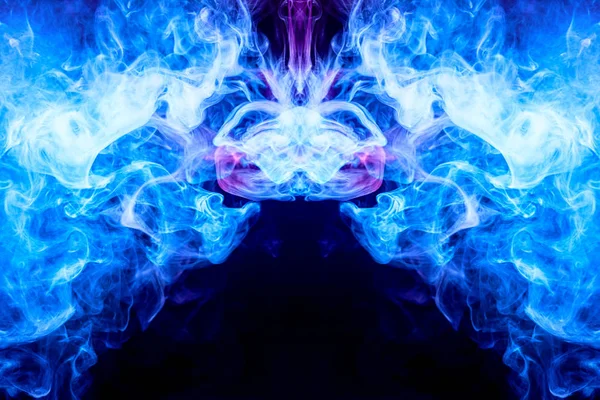 Dense Multicolored Smoke Blue Purple Colors Black Isolated Background Background — Stock Photo, Image