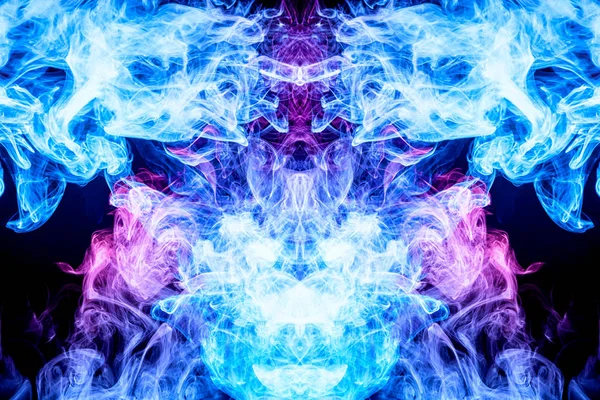 Хмара Синього Фіолетового Диму Чорному Ізольованому Тлі Тло Диму Пари — стокове фото