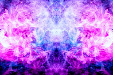 Yoğun mor pembe bir duman siyah Yalıtılmış zemin. Duman vap arka plan