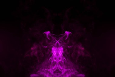 Fantezi elbise için baskı: t-shirtler, tişörtü. Bir kafatası, canavar, dragon siyah Yalıtılmış zemin şeklinde pembe renkli duman. Vap duman arka plan