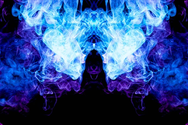 Dense Multicolored Smoke Blue Purple Colors Form Skull Monster Dragon — Stock Photo, Image