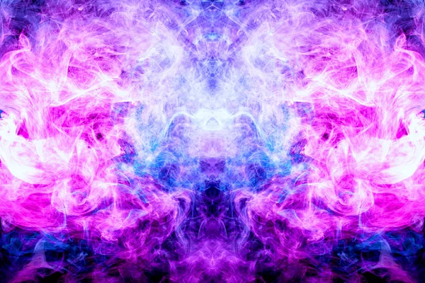 Yoğun mor pembe bir duman siyah Yalıtılmış zemin. Duman vap arka plan