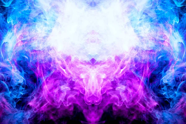 Humo Denso Multicolor Colores Azul Púrpura Forma Cráneo Monstruo Dragón — Foto de Stock