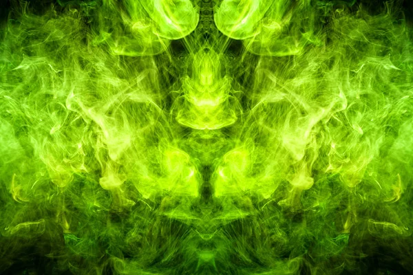 Tett Mangefarget Røyk Gule Grønne Farger Form Hodeskalle Monster Drage – stockfoto