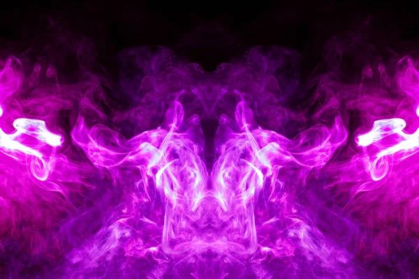 Fluffy Puffs Pink Smoke Fog Form Skull Monster Dragon Black — Stock Photo, Image