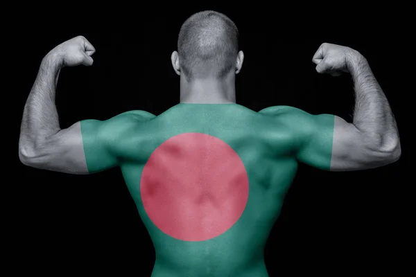 Tyłu Mężczyzna Młody Sport Noszenie Shirt Flagi Narodowej Bangladeszu Czarnym — Zdjęcie stockowe
